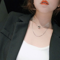Personality two-layer short ball necklace simple temperament net red double chain decorative chain decorative chain girl