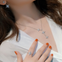 Six stars necklace female tide Net red earrings star choker double meteor ins cold wind jewelry set