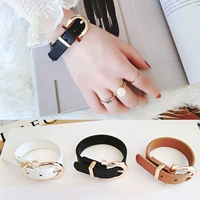Màu đỏ ròng với vẻ đẹp trai đơn giản mát mẻ đơn giản màu pu da rộng vòng tay cá tính giả da vòng đeo tay vòng tay trang sức thủy triều nam nữ - Vòng đeo tay Cuff gỗ huyết rồng