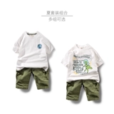 Летняя одежда, нарукавники для мальчиков, хлопковый комплект, шорты, штаны, детская одежда, сезон 2021, короткий рукав, подходит для подростков, в западном стиле
