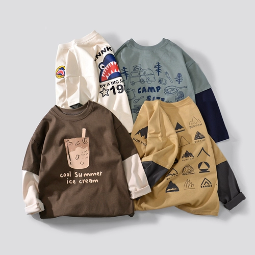班比纳 Осенний хлопковый детский базовый приятный телу лонгслив для мальчиков, детская одежда, подходит для подростков