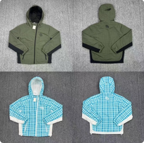 Mertra Trendy Street Embroidered Letter Plaid Hooded Windbreaker Jacket Spring and Autumn Thin Casual Jacket for Men and Women