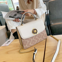 Hong Kong Shan Tea Flower Handbag Woman Small Square Bag 2022 New Tide Niche Design Genuine Leather Single Shoulder Inclined Satchel Bag