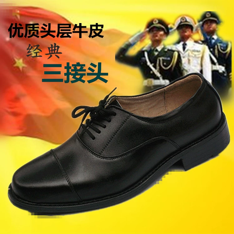 Nam công sở phù hợp với ba khớp giày da giày sĩ quan mùa xuân và mùa thu giày nam thấp đầu giày quân đội - Giày thấp