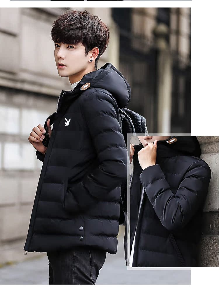 Áo khoác nam mùa đông Playboy 1899 cotton 2018 mới đẹp trai áo khoác ngắn chống gió áo khoác nam kaki