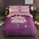 Một gia đình của giường Bốn bông cotton dày 1.8 / 2.0m đơn giản lanh giường chăn bốn bộ Trung Quốc gió - Bộ đồ giường bốn mảnh