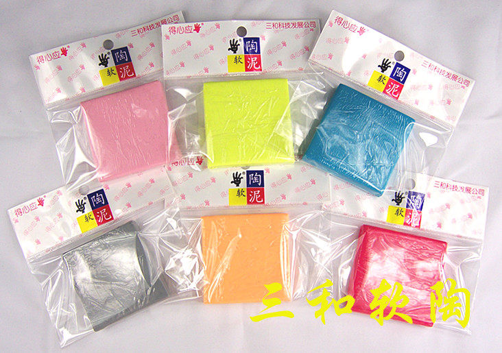 (3 and Soft Tao) 60g * 6 colours (common 6 color random) DIY environmentally friendly soft pottery clay 360 gr sets