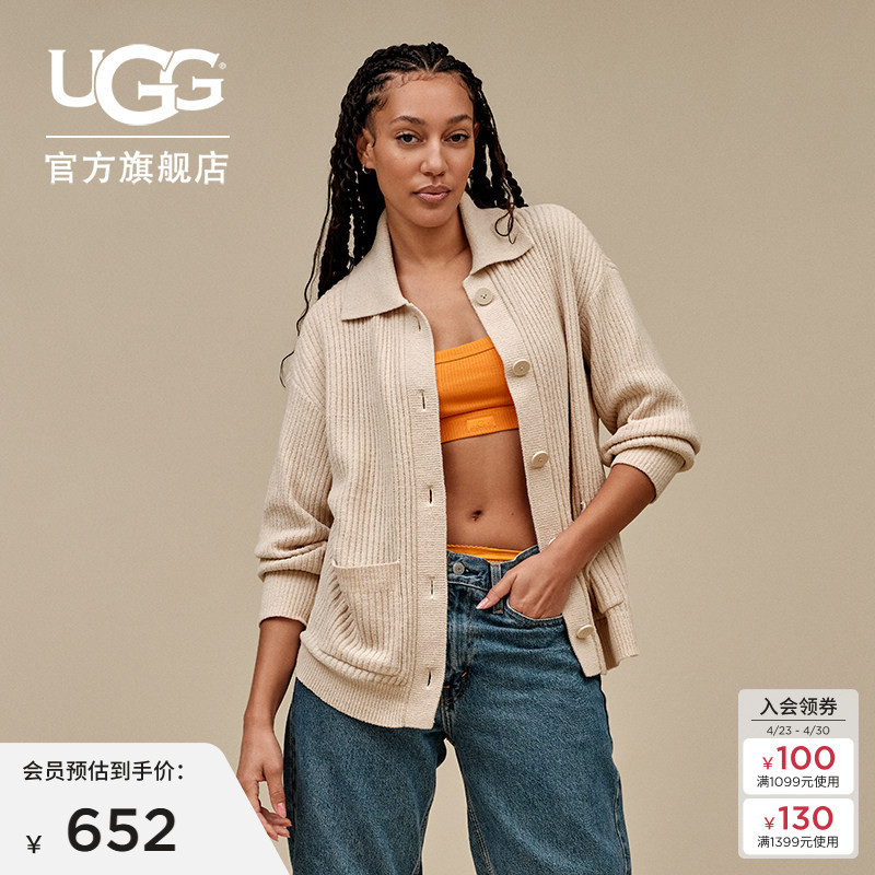 Ugg Summer Women's Fashionable and Comfortable Solid Color Lightweight Shirt Collar Cardigan Casual Knitted Top 1169890