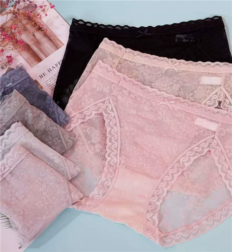 Кружевные сексуальные шелковые трусы, коллекция 2021, средняя посадка