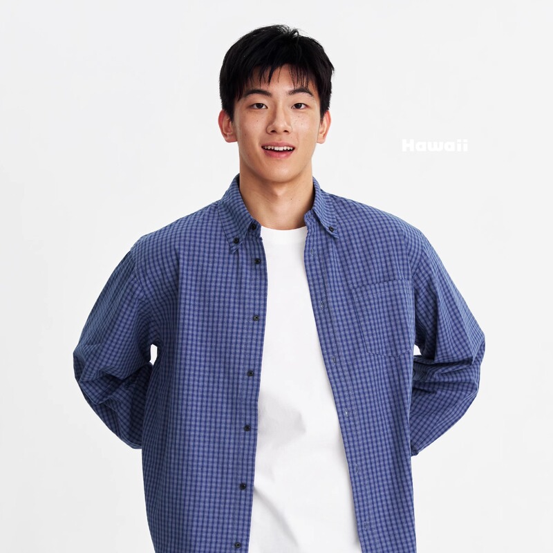 Hawaii 25Ss Fresh Plaid Shirt Spring and Autumn Miu Style Pure Cotton Inner Layer Jacket Shirt Top Unisex