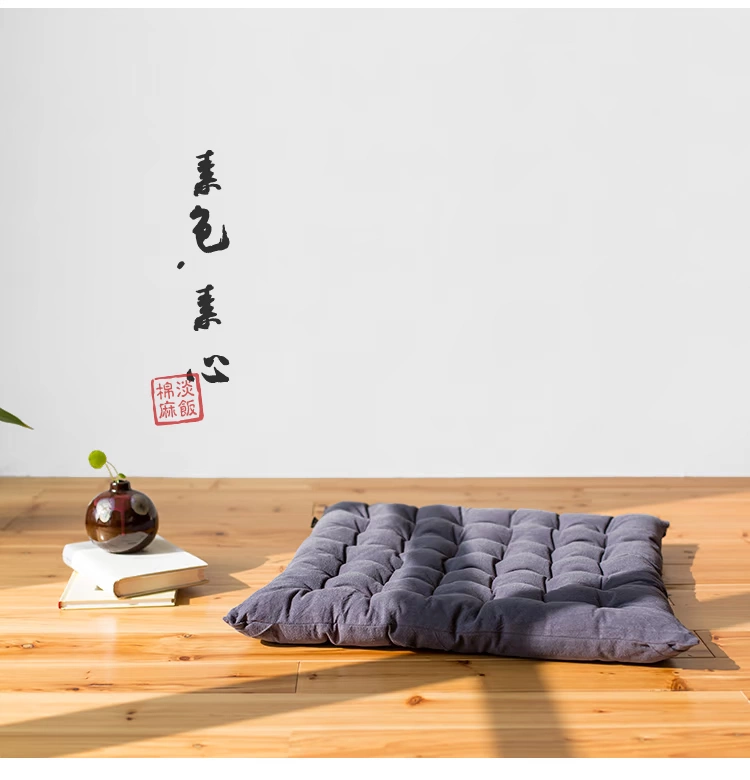 Plain mỏng vải bông vuông đệm ghế đệm tatami kiểu Nhật khí thấm Thư giãn tất cả các mùa - Ghế đệm / đệm Sofa