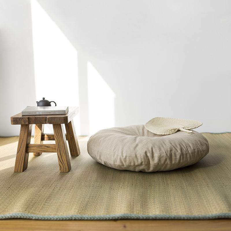 Natural Linen Removable and Washable Large Floor Cushion Tatami Mat for Floor, Large Bay Window Yoga Practice Mat