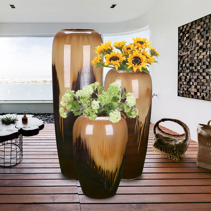 Vase small clear field Park personality Creative Jingdezhen Ceramics Pottery Pottery Jar Living-room Home Swing Accessories Hotel Villa Decoration