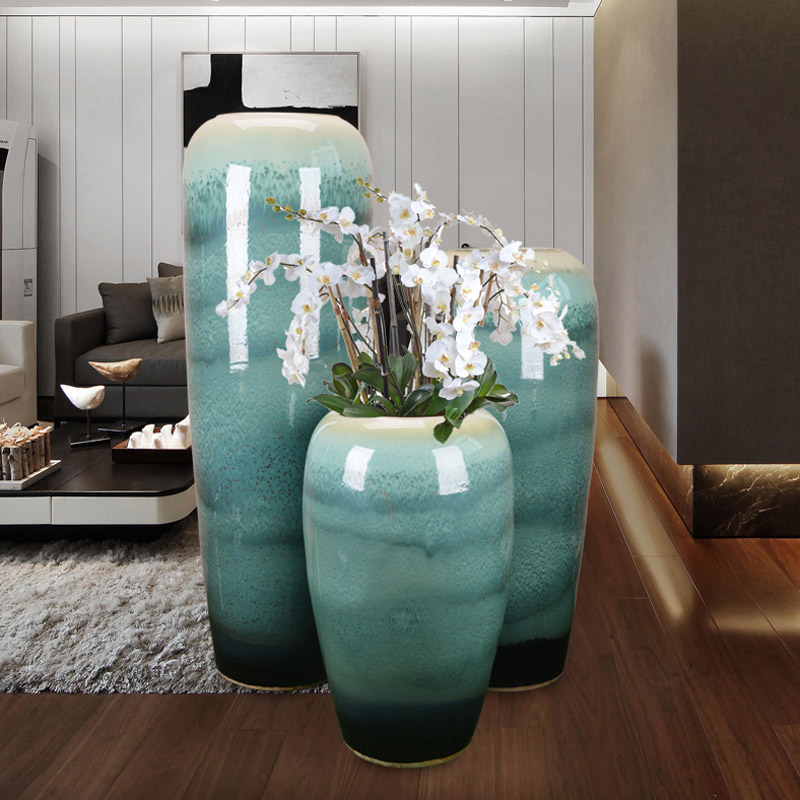 Jingdezhen ceramic vase dry flower landing large vase modern Chinese combination custom landscape clay pot decorative ornaments
