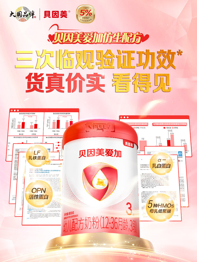 Beingmate Aijia Stage 3 Milk Powder Dha Infant Lactoferrin 800g*6 Cans Official Flagship Store Genuine Product