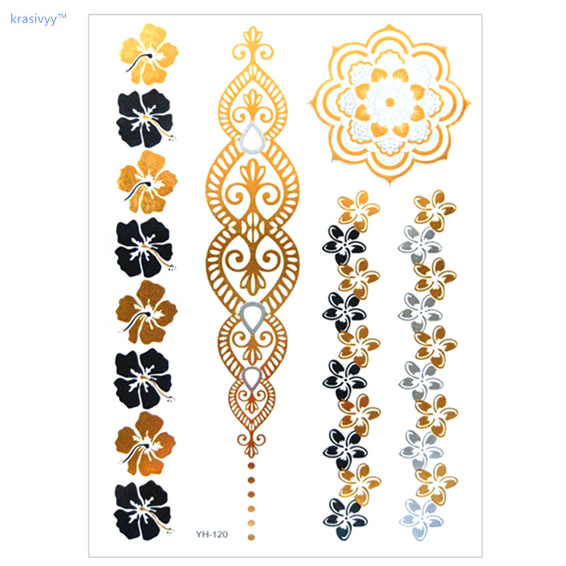 Hình xăm dán bronzing mandala Gió Ấn Độ không thấm nước bền cơ thể phụ nữ vẽ khiêu vũ bơi du lịch watermark dán hình xăm dán 3d