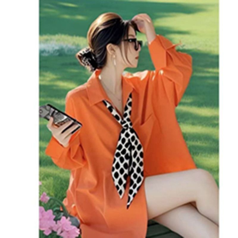 2026 Super Popular Unique and Stunningly Beautiful Design Niche Top with a High-End Feel in Orange with Tie