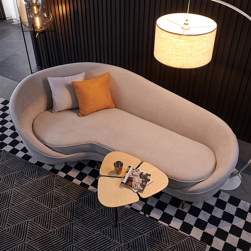Nordic minimalist reception room fashion personality three-person fabric curved sofa creative special-shaped postmodern light luxury sofa