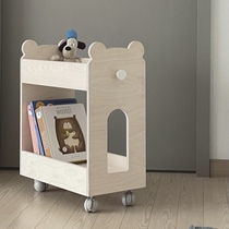 Korean ins childrens movable bookshelf living room bookcase simple log style storage rack milk bottle storage rack