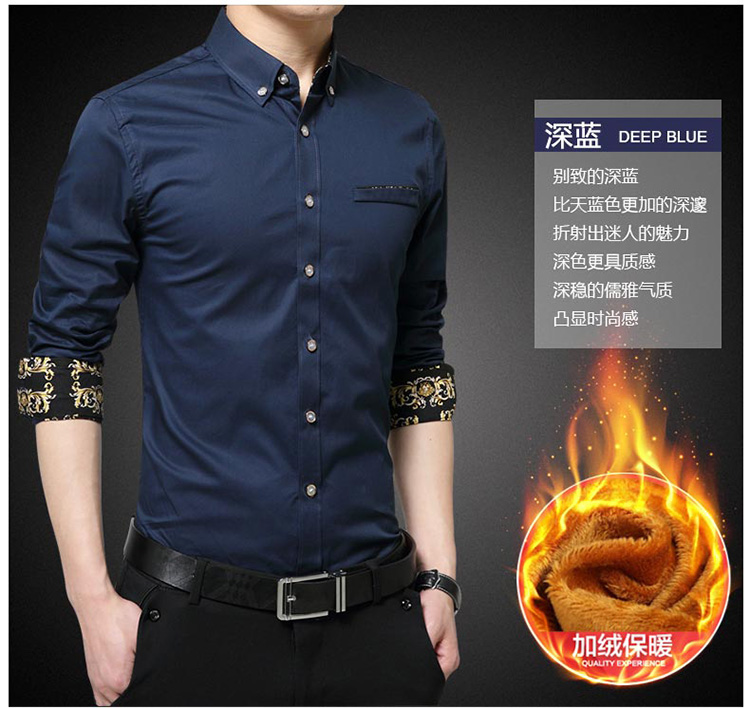 Mùa thu đông miễn phí áo thun nam tay dài nóng bỏng cộng với nhung dày phiên bản Hàn Quốc của doanh nghiệp tự trồng thường áo ấm cỡ lớn sơ mi công sở