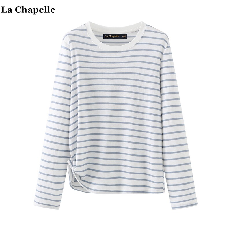 La Chapelle Design-Inspired Buttoned Striped T-Shirt for Women, New Spring Style Versatile Sun Protection Cover-Up