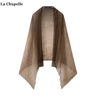 La Chapelle wasteland ethnic style silk scarf and shawl for women 2026 Summer, thin gradient color pleated sun protection shawl
