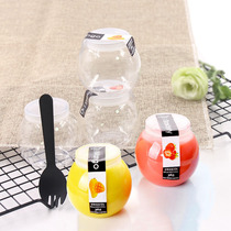 Disposable spherical cold drink cup Dessert jelly cup Round planet cup stamped PET plastic cup 10 fruit stickers