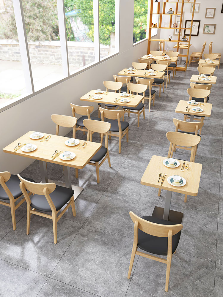 Catering Small Eating Shop Solid Wood Burger Sweet Milk Tea Shop Café Cassette Sofa Hotel West Dining Room Table and chairs Composition