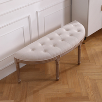 Old bed end stool solid wood carved bench American shoe changing stool bedroom fitting room stool sofa stool log piano stool
