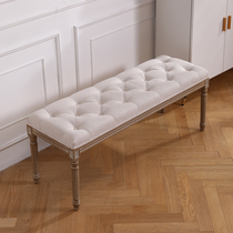 American shoe changing stool old bed end stool solid wood carved bench bedroom fitting room stool sofa stool log piano stool