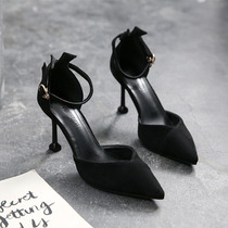 One-character buckle high heels womens small size 31 32 33 pointed single shoes 2020 Spring size womens shoes 41-43