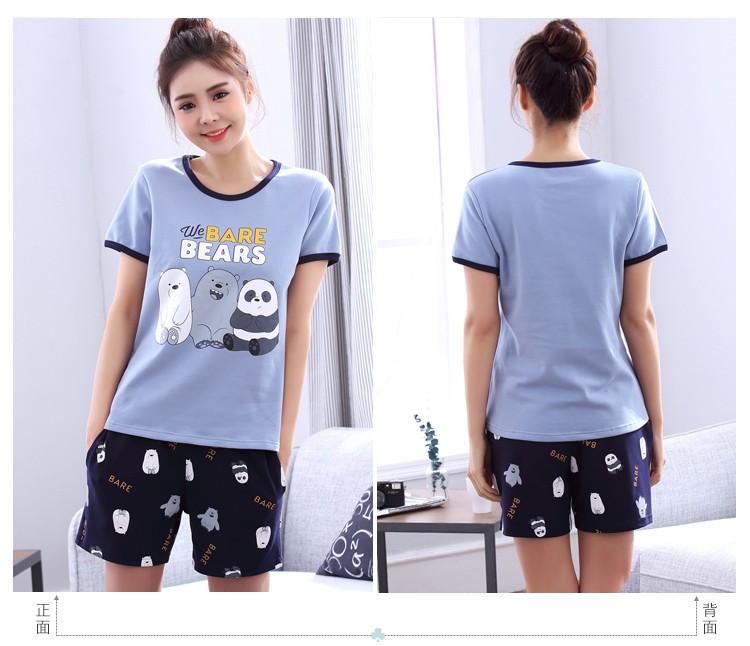 Vài bộ đồ ngủ mùa hè ngắn tay bông nam giới và phụ nữ béo mm phần mỏng dịch vụ nhà phù hợp với cộng với phân bón XL 200 kg kiểu đồ bộ đẹp