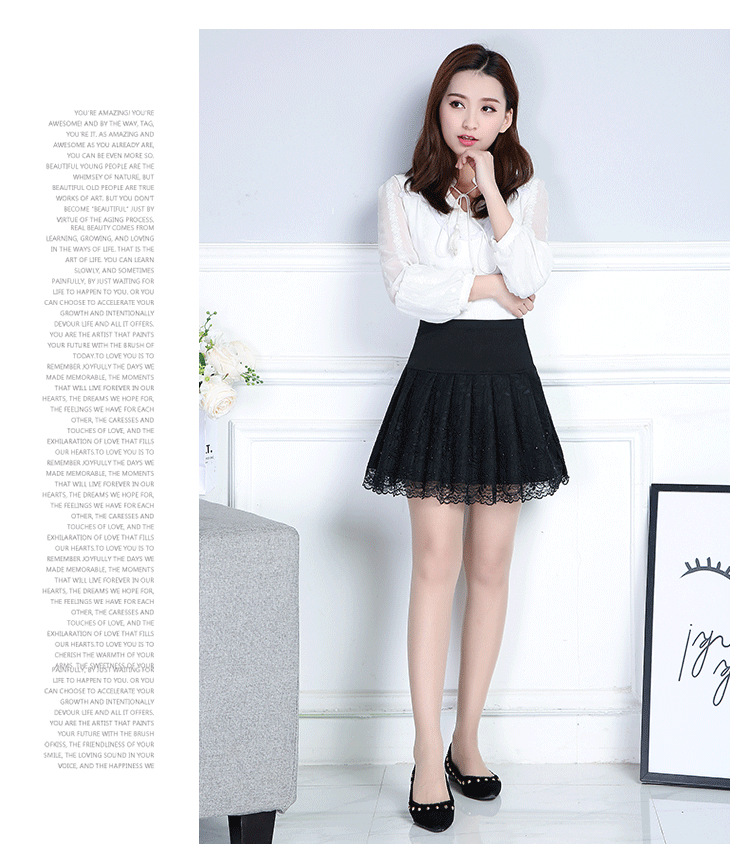 Mùa xuân và mùa hè mới xếp li váy nhảy múa vuông váy cao eo căng váy váy lưới ren váy fluffy - Váy chân váy da chữ a