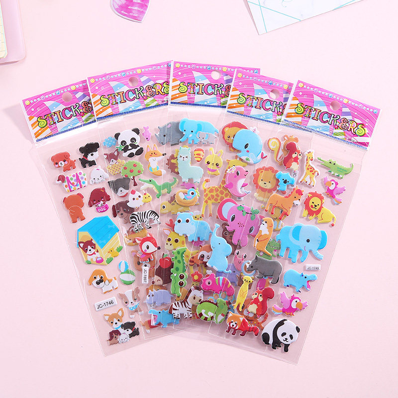 Cartoon Animal 3D Lenticular Bubble Stickers Archive Manual Decoration Stickers Ocean Car Children's Reward Stickers