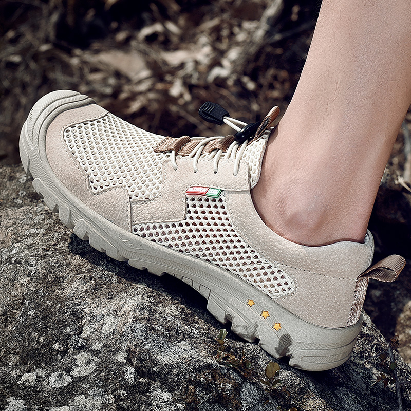 Mcdenlan Summer Outdoor Light Hiking Shoes Men Wear wear hiking shoes Men's leather breathable mesh surface Sport shoes