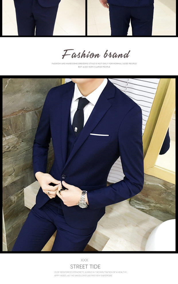 Bộ đồ vest nam ba mảnh phù hợp với mùa thu phiên bản Hàn Quốc của bộ đồ nhỏ tự trồng chuyên nghiệp - Suit phù hợp quần kaki nam đẹp