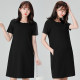 孕妇夏装连衣裙新款职业工作服韩版圆领中长款大码黑色短袖孕妇裙
