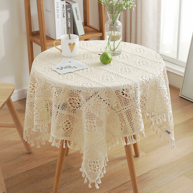 American retro hollow tablecloth ສີຂາວ pastoral ສີ່ຫລ່ຽມສີ່ຫລ່ຽມຕາຕະລາງກາເຟຕາຕະລາງຕະຫຼອດ in tablecloth photo