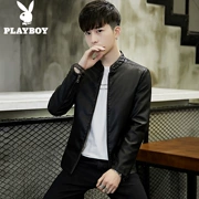 Playboy PU da nam mới đầu máy thanh niên đẹp trai thời trang cổ áo nam cổ áo mỏng Áo khoác da