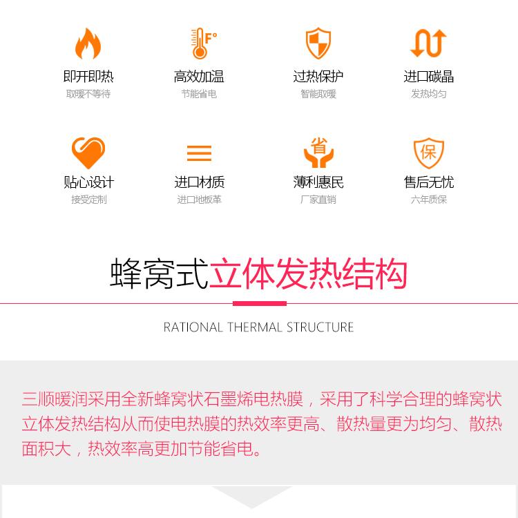 三顺暖润 碳晶地暖垫 进口发热膜 50*35cm小号 适合暖脚 图1