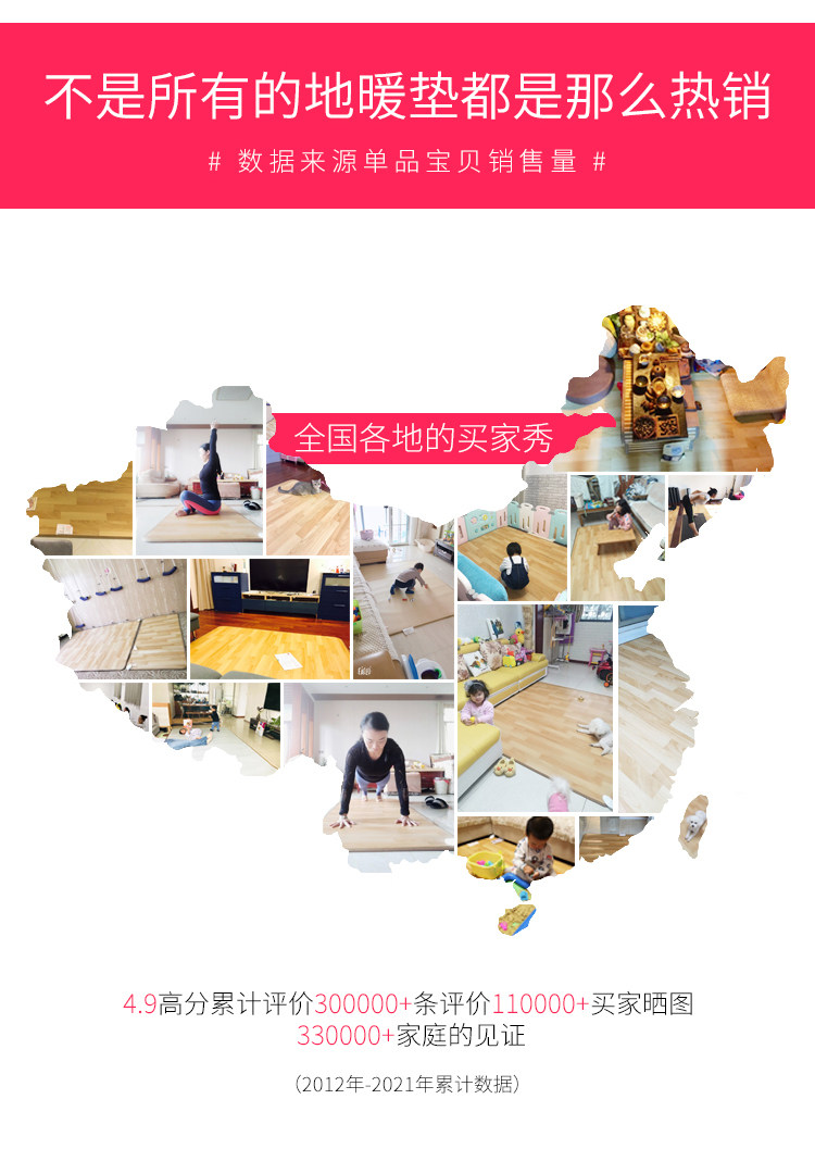 三顺暖润 碳晶地暖垫 进口发热膜 50*35cm 适合暖脚 图6