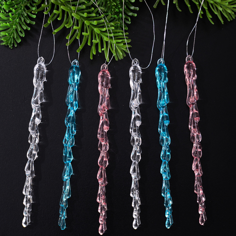 Christmas Decoration Supplies Acrylic Ice Pendant Imitation Ice Strips Ice Drop Pendant Atmosphere Decoration