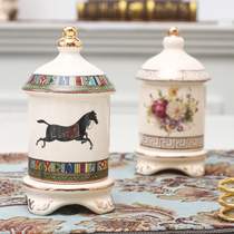 Eurostyle Ceramic Toothpick Cylinder Home Living Room Tea Table Pendulum with light and high-end toothpick Toothpick Bottle Creative Toothpick Bottle