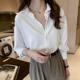 mm loose mid-length tops cover the meat bottoming shirt large size business wear long-sleeved chiffon shirt women's spring and autumn clothes fat