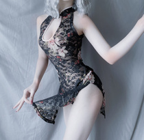  Dont sleep tonight sexy temptation fun pajamas perspective sex cheongsam summer short sexy tight-fitting buttocks