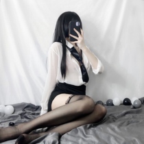 Dont sleep tonight Female secretary sexy white shirt pajamas Feminine uniform underwear Female secretary hot flirting