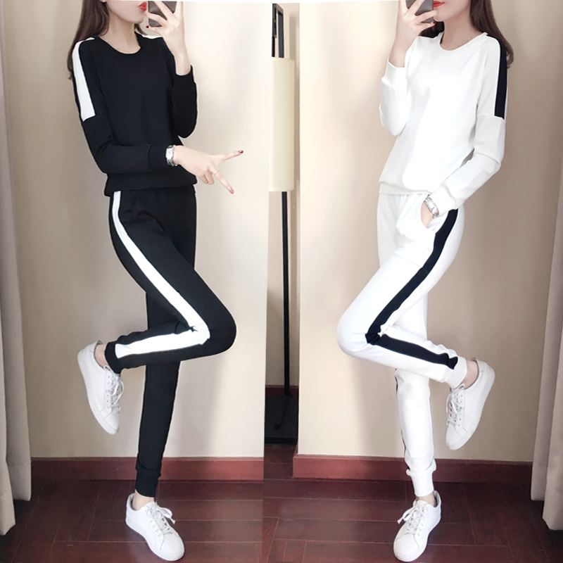 Hong Kong 2021 spring new sports suit female Han version Chaoding fashion Thin Casual Running Wear and clothing Two sets