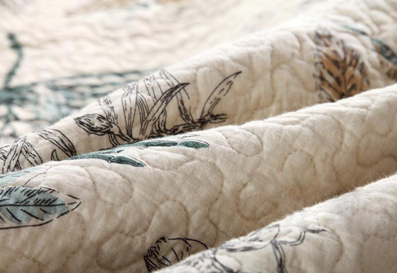 Покрывало для кровати 绗缝三件套夹棉床单|纯棉加厚美式夏凉被床盖空调被床品套件