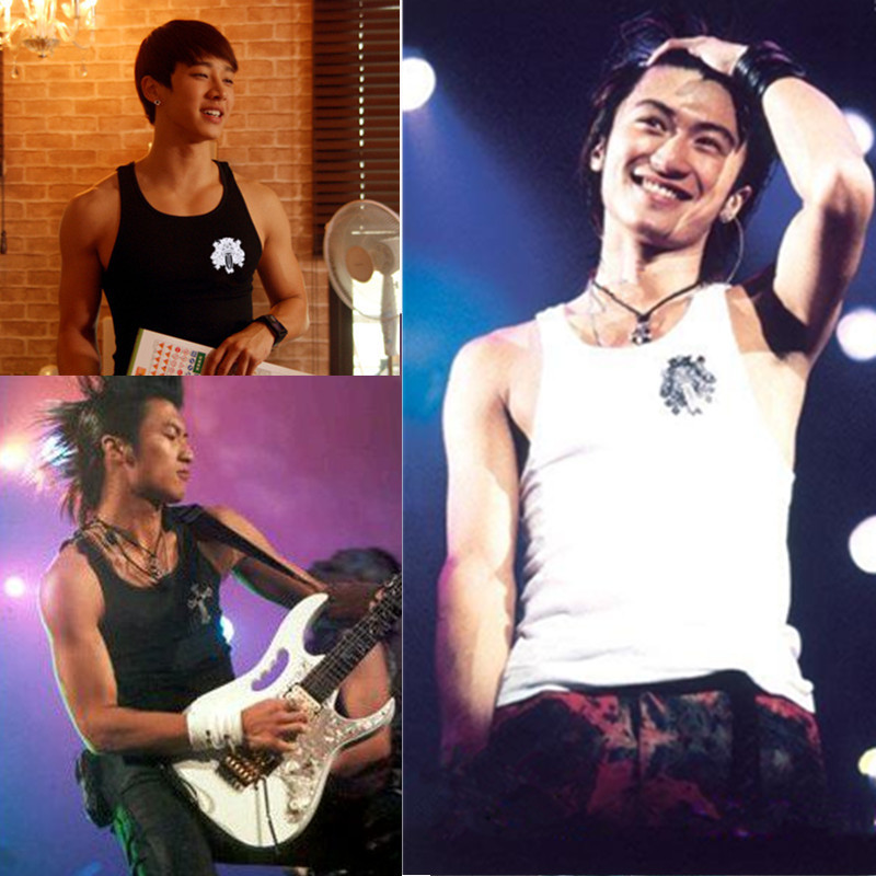 G-Dragon and Nicholas Tse's Same Style Vest, Slim-Fit Pure Cotton Gd Cross Vest, Viva Concert Sweat Vest for Men