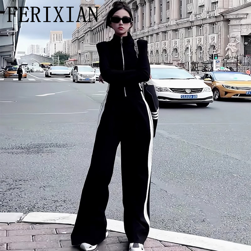 Ferixian Brand High-End Casual Sportswear Suit for Women, New Winter and Spring Style, Fashionable and Stylish Sweatshirt and Wide-Leg Pants